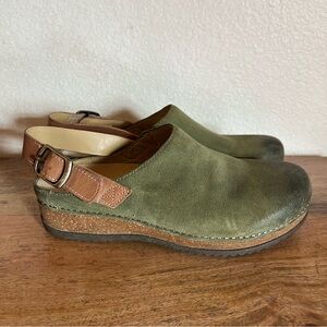 Dansko Green and Brown Mules